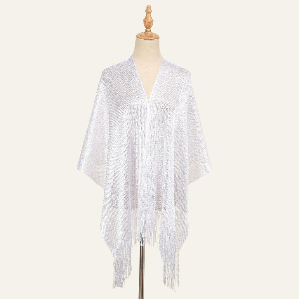 Sciarpa Hijab Para sole Luminosa in Seta Moda Oro Argento Scialli Lucidi Per Donne Pizzo Frange Sciarpa da Sera per Festa per uso quotidiano