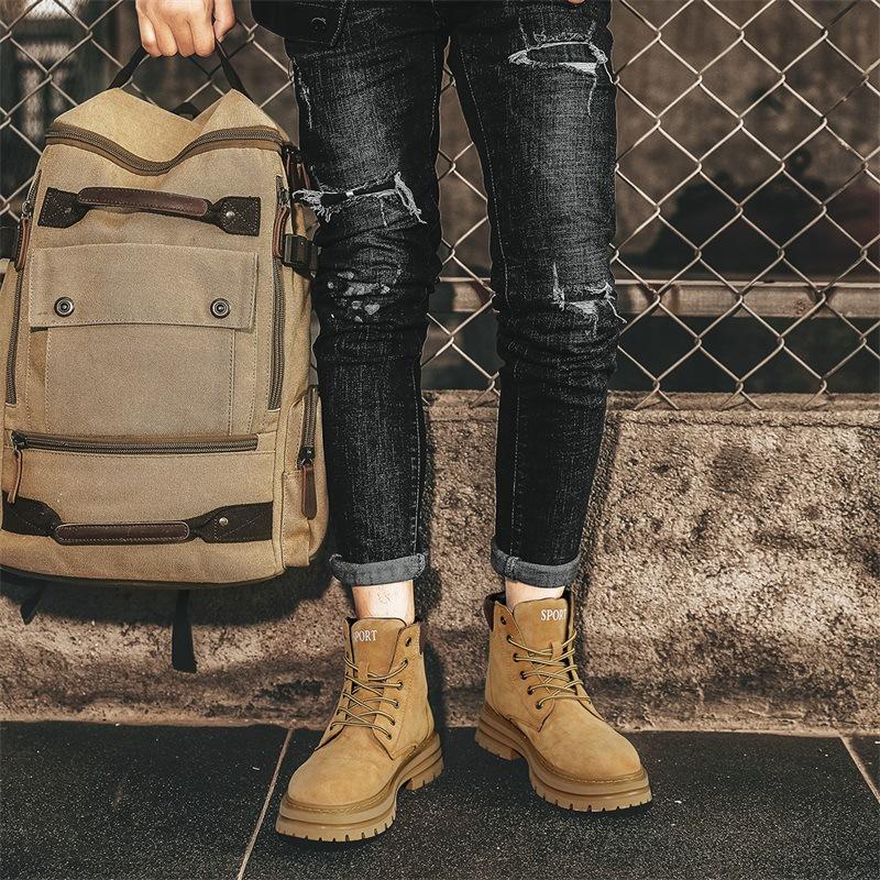 Pánské podzimní vysoké pracovní boty britského stylu Pánské kožené nepromokavé pracovní boty v pouštním stylu