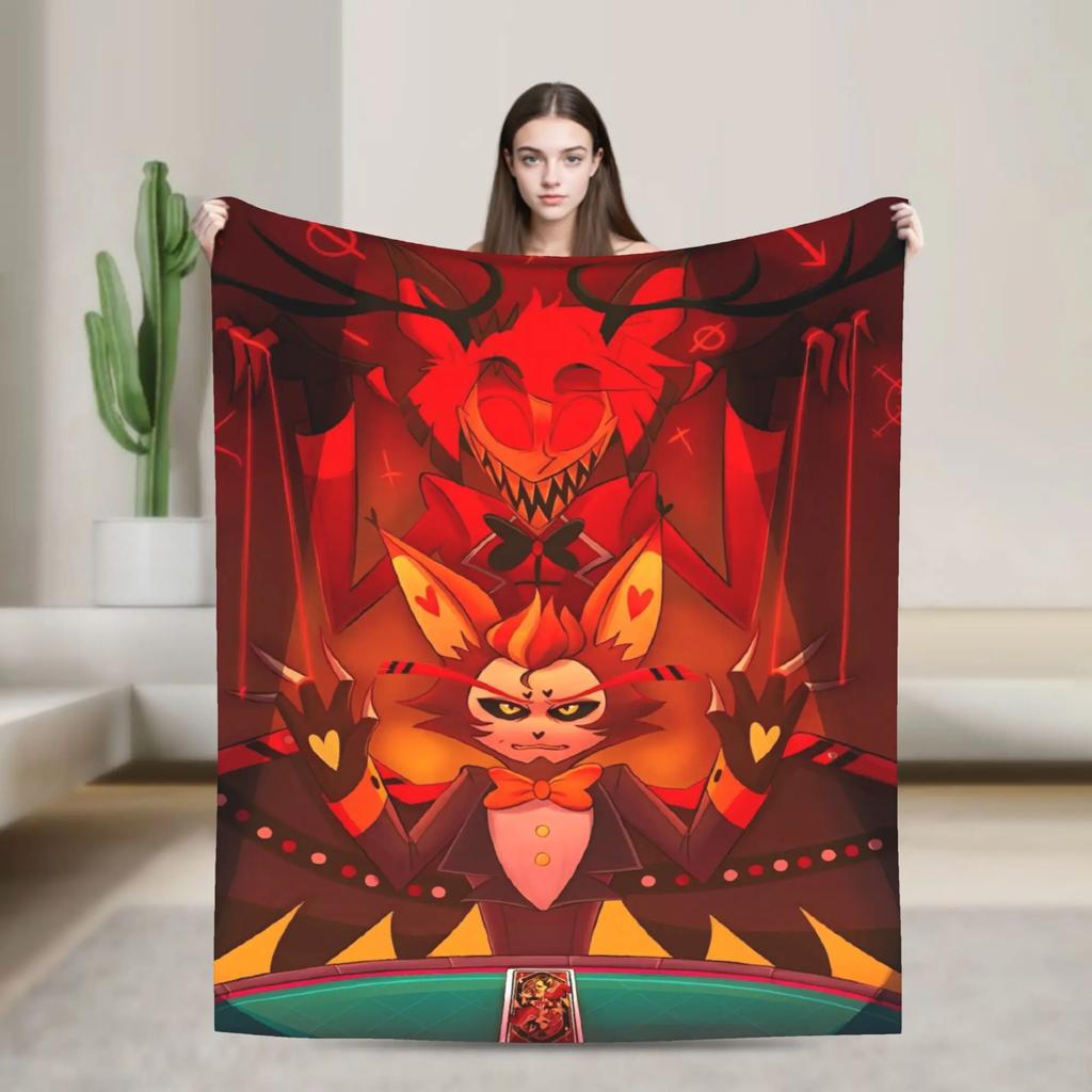 Hazbin Hotel Anime Blanket Soft Warm Bedding Throw Winter Decorative Living Room Print Bedspread