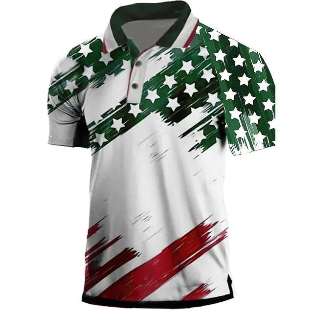 

2026 Men s Fashion Short Sleeve Flip Collar Casual Polo Shirt 3D Printed S чёрный