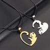 Hot Sale Stainless Steel Pet Cat Kitty Love Heart Pendant Puzzle Matching Necklace Chain For Couple Lover Valentine