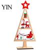 Desktop Christmas Ornament Wooden Tabletop Tree Decor, Hollow Xmas Ornament, Farmhouse Winter Holiday Accents Centerpiece for Party Home Decoration,