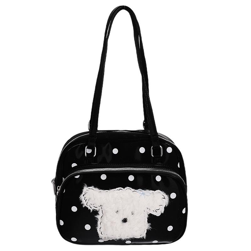 Korean version of cute polka dot shoulder bag women's 2025 new fashion cartoon puppy backpack large-capacity commuter bag