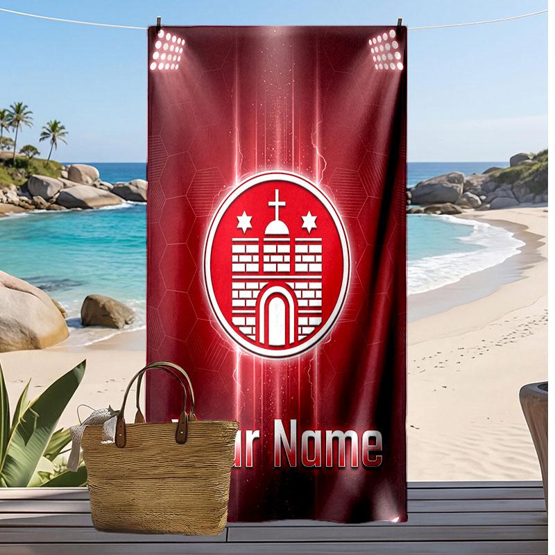 FC St. Asciugamano da Spiaggia Stampato Personalizzato Pauli Logo Calcio Supporto Nome Personalizzato Testo Asciugamano Assorbente Per Sport Viaggio Regalo Speciale