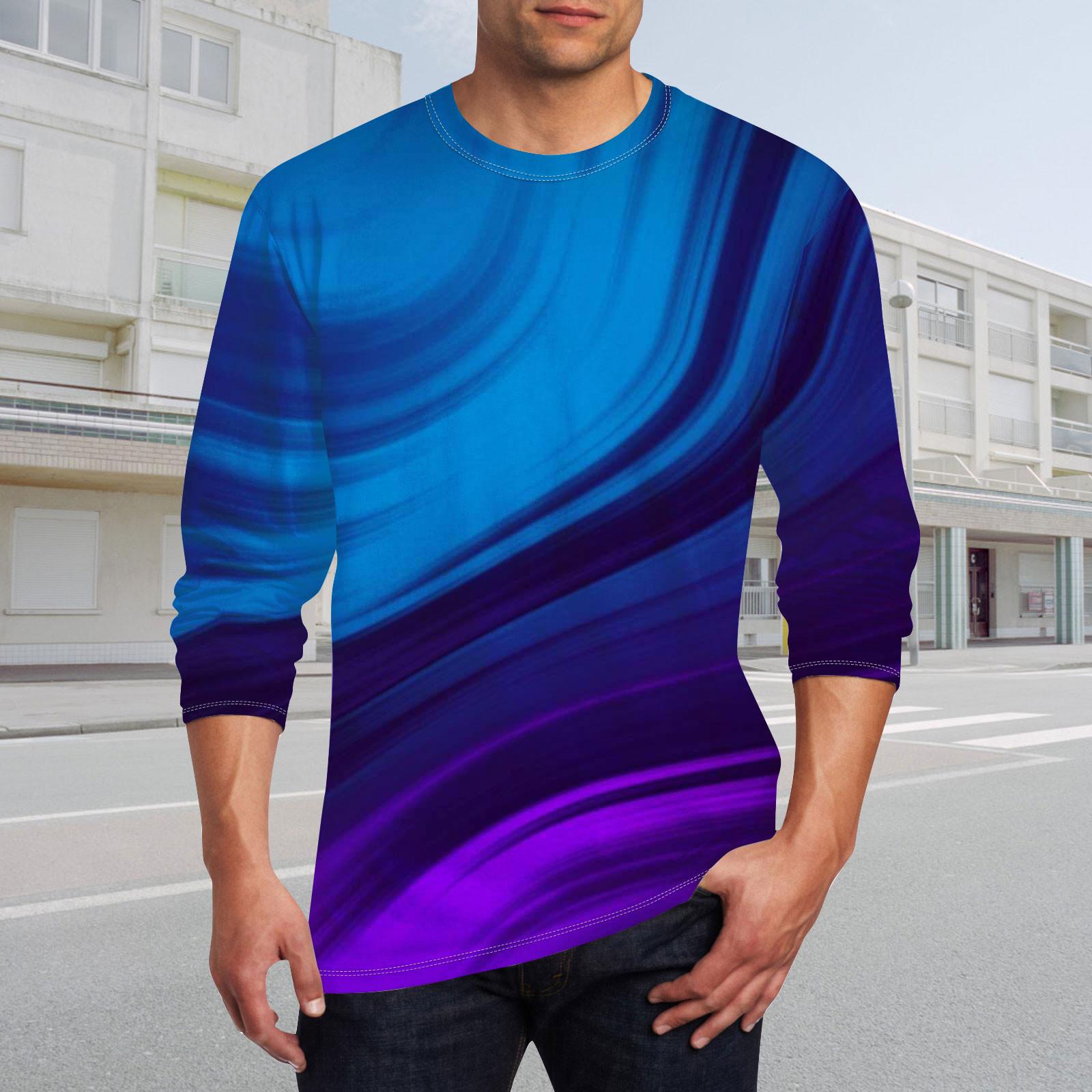 

Муж. Футболка Круглый вырез Одежда Одежда На открытом воздухе Длинный рукав С принтом Модельер Винтаж L синий