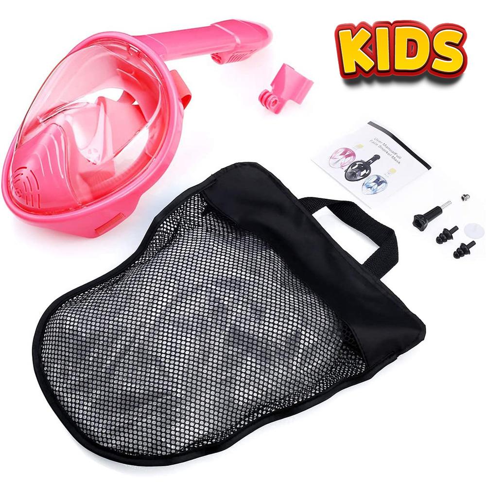 

Full Face Snorkel Mask with Detachable Camera Mount,Snorkeling Swimming Diving Mask Wide View Anti-Fog Anti-Leak for Adult Kids XS