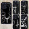 Gothic C-Cyber Sigil Cross Phone Case For iPhone 17,16,15,14,13,12,Pro,Max,Plus,E,SE4,Air, Emery Black Full Coverage TPU