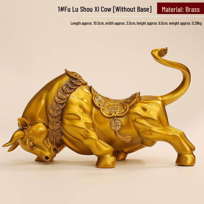 Solid Copper Wall Street Bull Brass Ornament for Home or Office Decor
