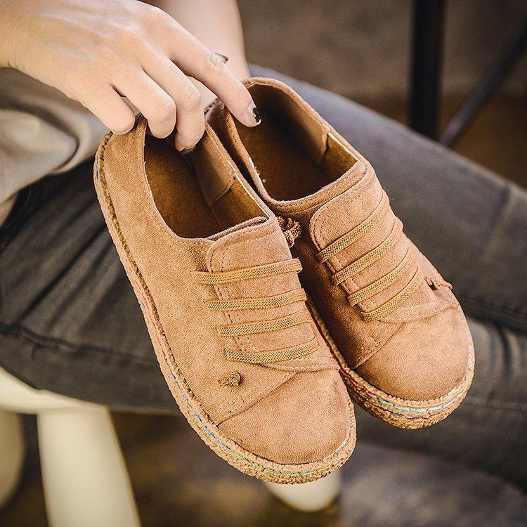 

Lazy shoes women s single shoes sewn retro flat-soled women s shoes foreign trade mother shoes 42 коричневий