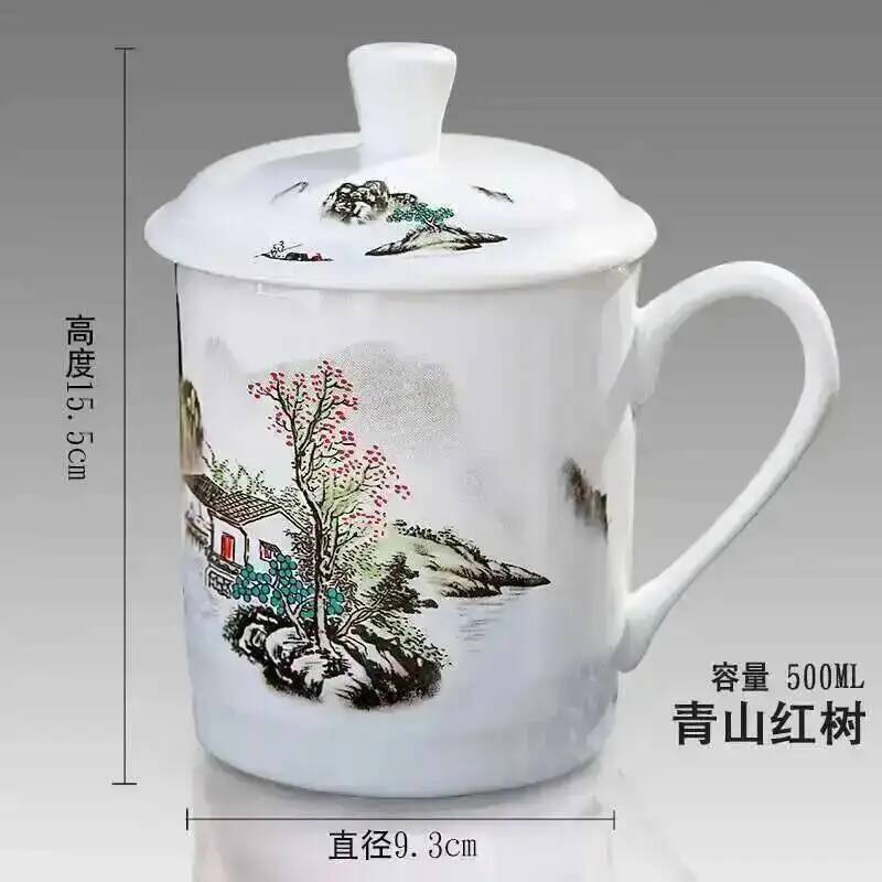 500Ml Chinese Style Bone China Jingdezhen Blue And White Porcelain Tea Cup Office Drink Cup Travel Teaware