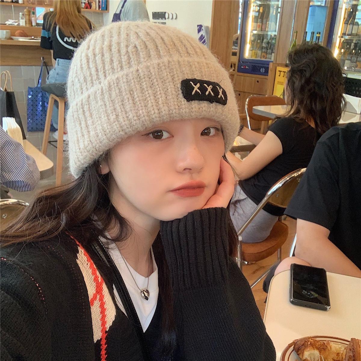 

Hats Are Suitable for Round Faces Versatile Mohair Knitted Hats for Women In Autumn and Winter Warm Wool Hats Ear Protection Hats Korean Version M（56-58cm）