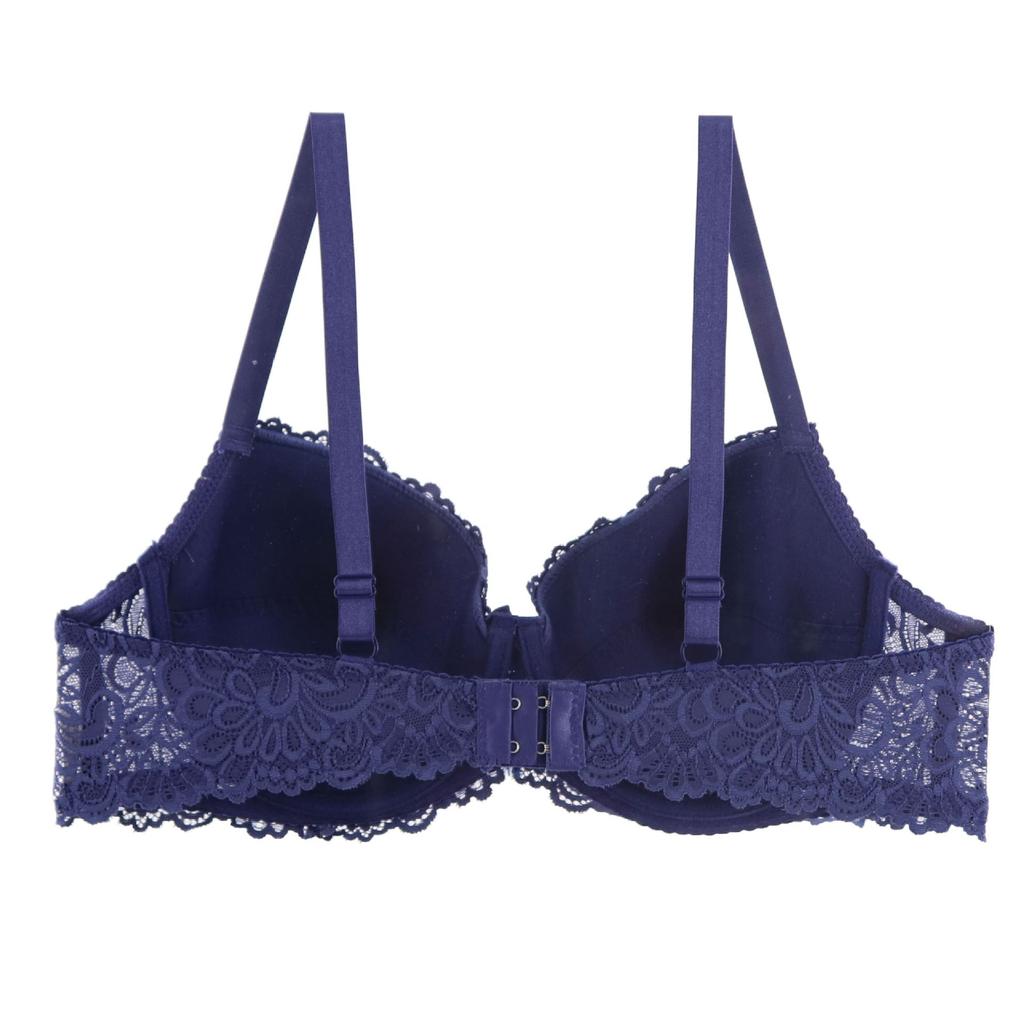 Large size full cup upper support gathered bra European and American style lace edge rear double breasted bra comfortable bow underwear