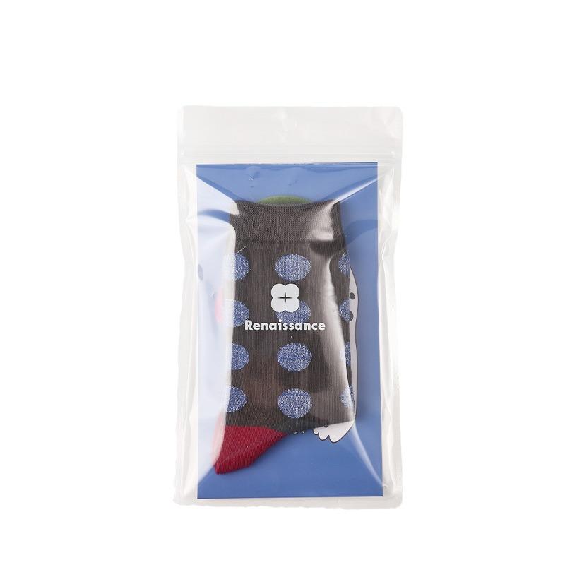 Renaissance Polka Dot Combed Cotton Women's Mid-Tube Socks - Breathable, Sweat-Absorbent, Trendy Slim Fit for Students