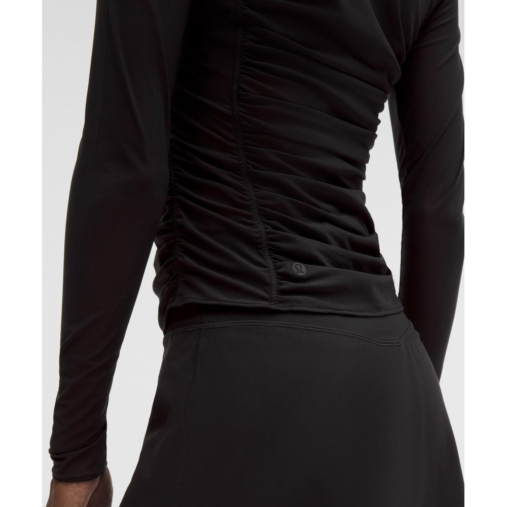 Lululemon Mesh Ruched Long Sleeve Shirt Black