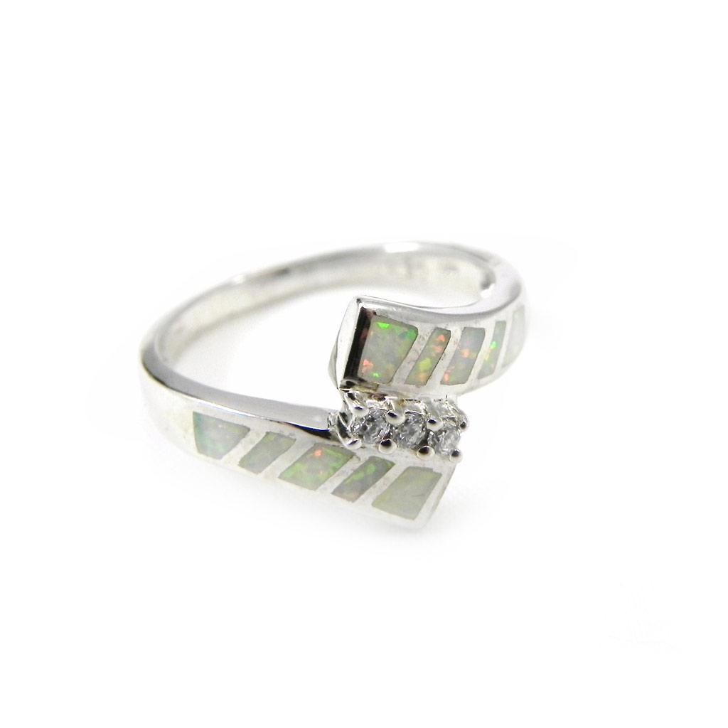 Stříbrný prsten 'Goddess Opal' Stříbřitě bílý (rhodiovaný) - 12 mm