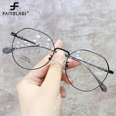Gafas redondas de estilo coreano para mujer, anteojos con montura de ordenador de Metal, antiluz azul, a la moda