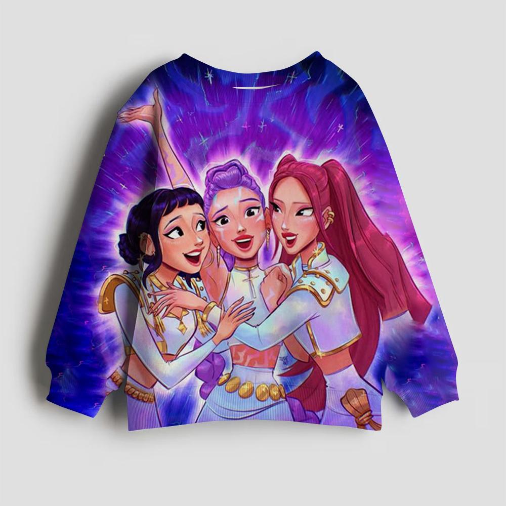 Kpop Demon Hunter Girls Sweatshirt Rumi Mira Zoey Cute Hoodies Kids Spring Autumn Pullover Children Long Sleeves Clothes Gift