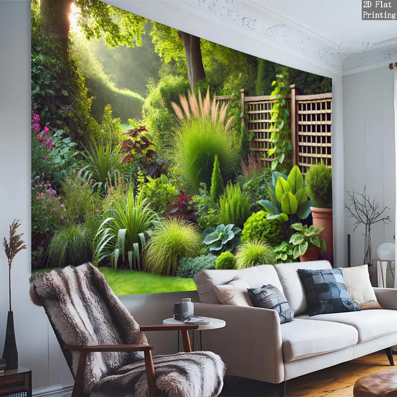 2D Flat Surface Garden Landscape Party Banner Suitable for Living Room and Bedroom Polyester Fiber