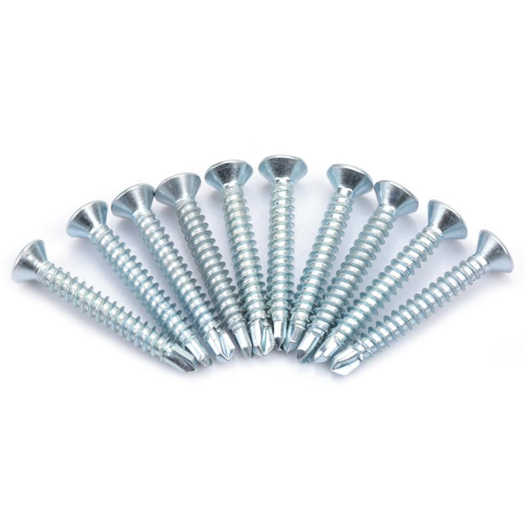 50 stk M4.2 Flathode Selvborende Selvskjærende Skruer Borehale Skruesett (M4.2*38)