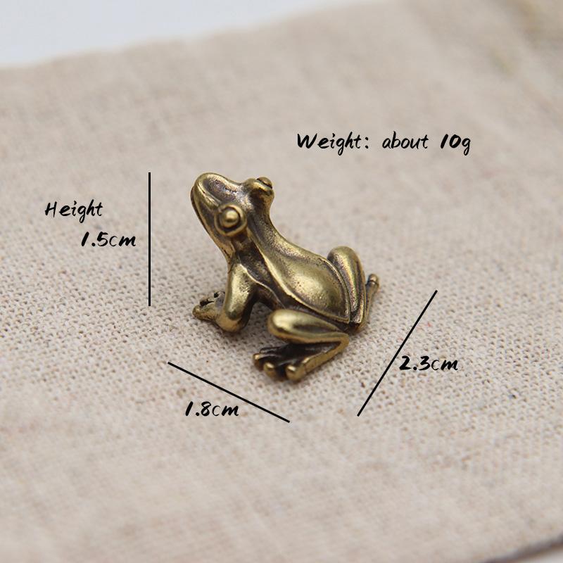 Brass Small Frog Miniatures Figurines Vintage Handmade Copper Animal Toad Desktop Ornaments Home Decoration Crafts Tea Pet Decor