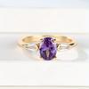 1 Pc Golden Color Oval Cut Purple Stone CZ Claw Ring for Women Men