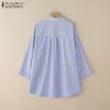 ZANZEA Women Turn Down Collar Long Sleeve Stripe Blouse