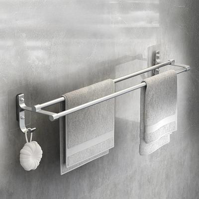 Koupelnový držák na ručníky Držák na ručníky Nástěnný Bezvrtací montáž 40/50cm Tyč na ručníky Hliníková Dvojitá tyč 2patrová