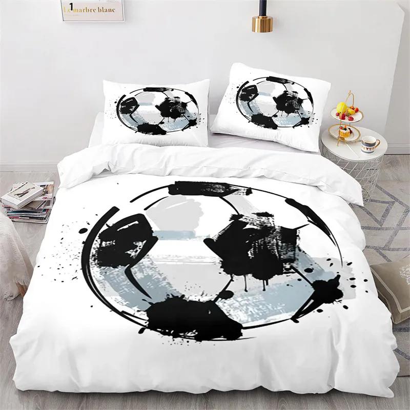 Sports 3D Football Bedding Set and Pillow Case Double Size Household Textile Product Decoration Teenager Room Soccer Duvet Cover