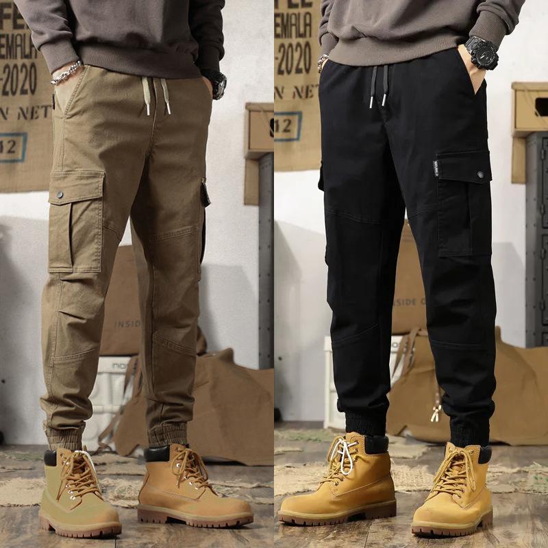 Overalls Men's Autumn New Korean Version of Trendy Brand Multi-pocket Loose Casual Pants Fashionable Ruffian Handsome Cotton Leggings