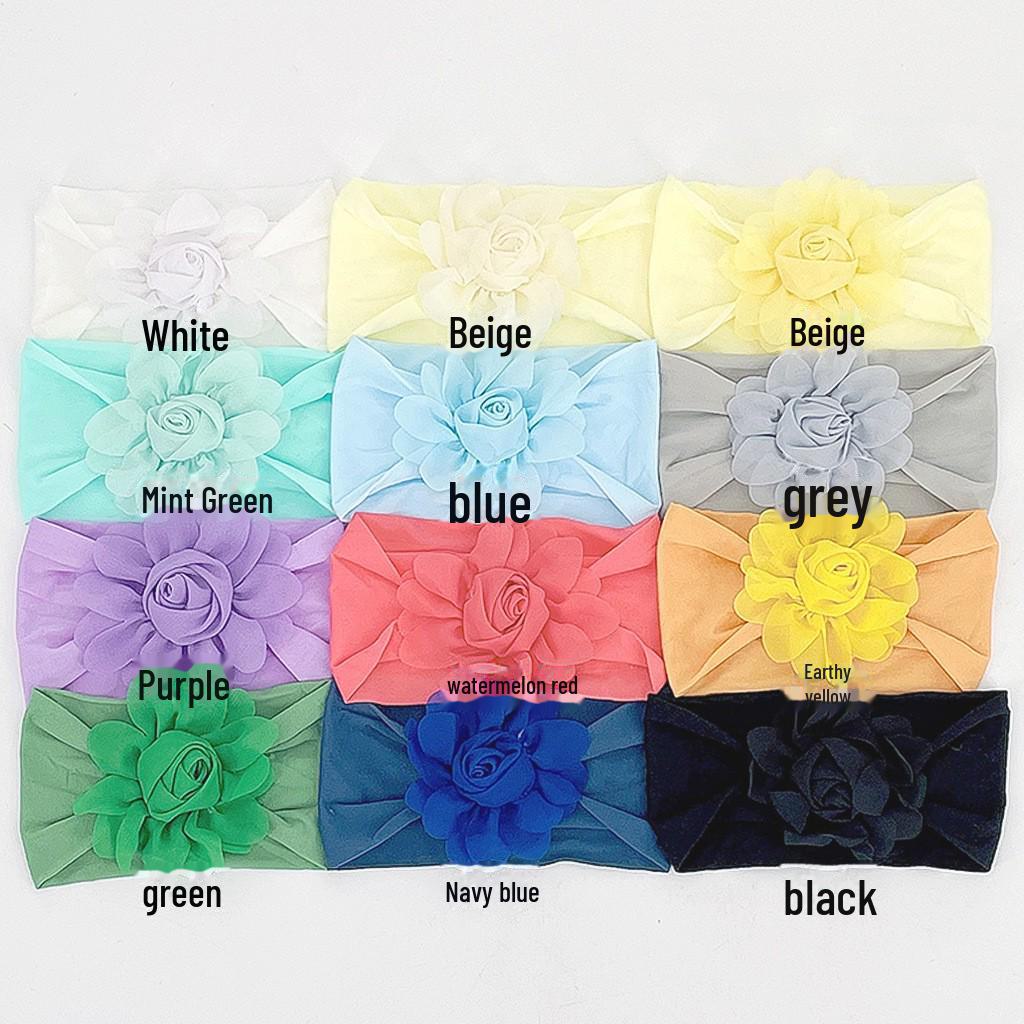 

Осенняя детская однотонная цветочная нейлоновая эластичная повязка на голову с бутоном