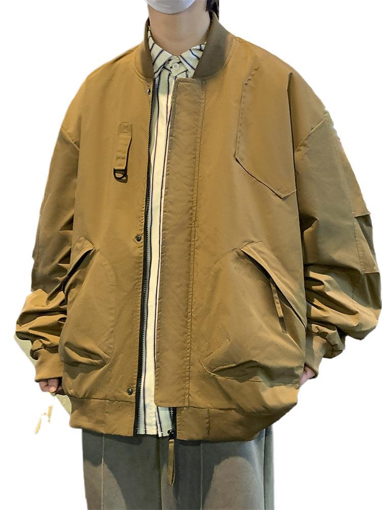 Мужская куртка Весна и Осень Американский Тулинг Повседневная Куртка Толстяк Свободная и Утепленная Большого Размера Мужская Одежда Хулиган Красивый Бейсбольный Мундир