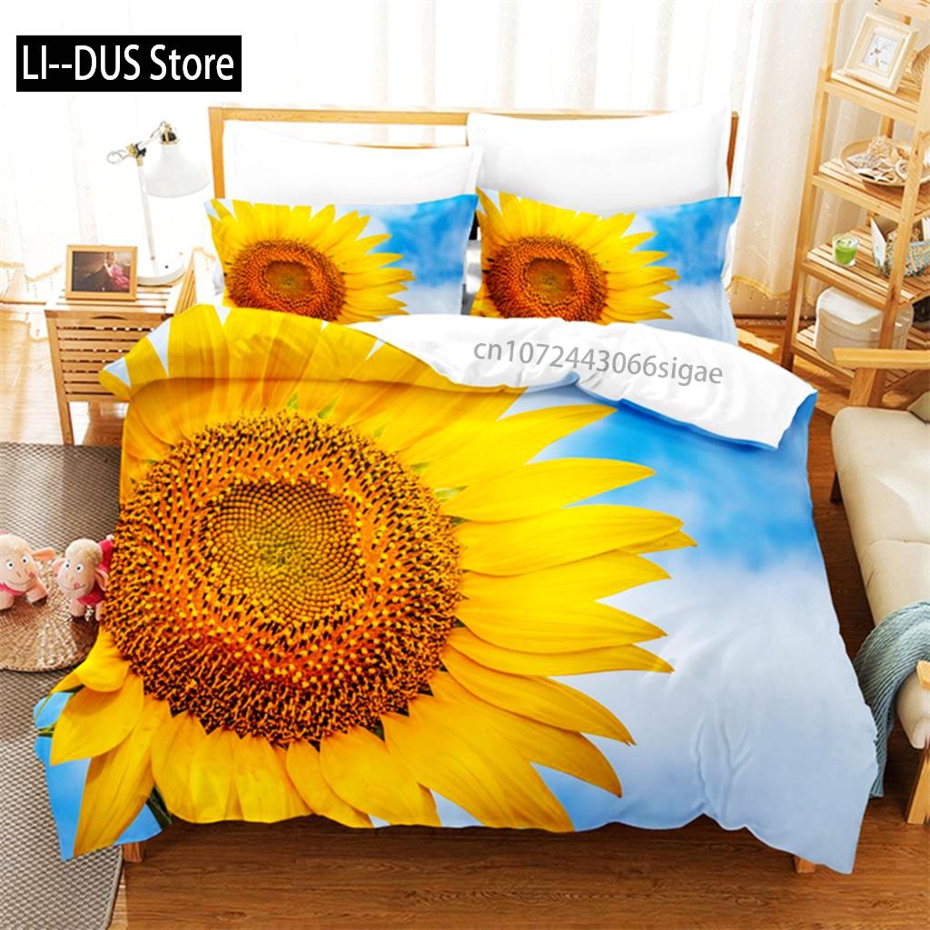 Sunflower Queen Bedding Set Maple Leaf Duvet Cover Set Bedding Digital Printing King Size Duvet Cover Set Bedding Set