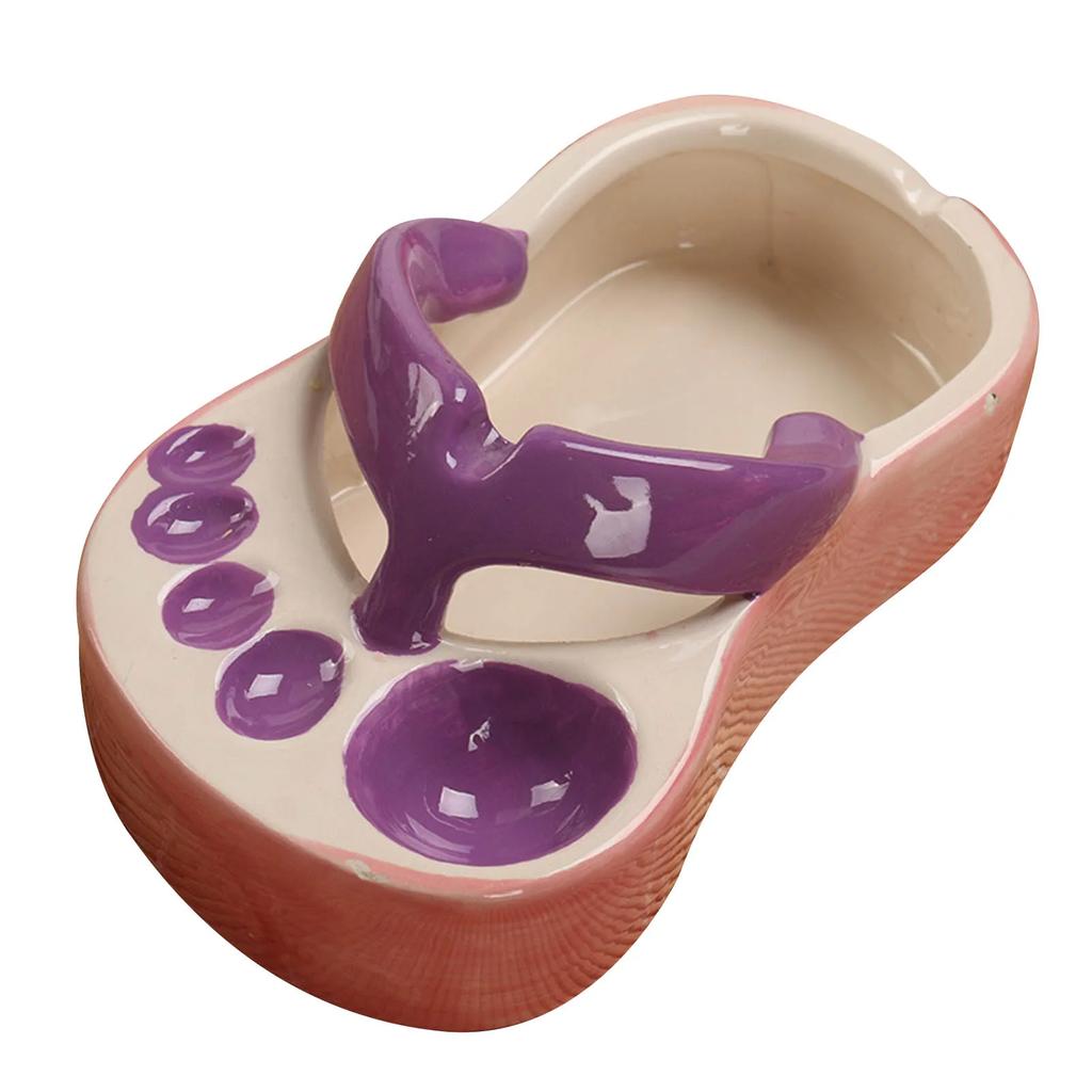 Cute Food Servering Bowl Ceramic Slipper Shape Mini French Fries Plate Flip Flops  Creative Ashtray Plate