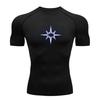 Men's Compression Fitness Sports T-Shirt, Quick Dry Breathable Stretchy Star Atom Themed Athletic Tee for Workout Runnin