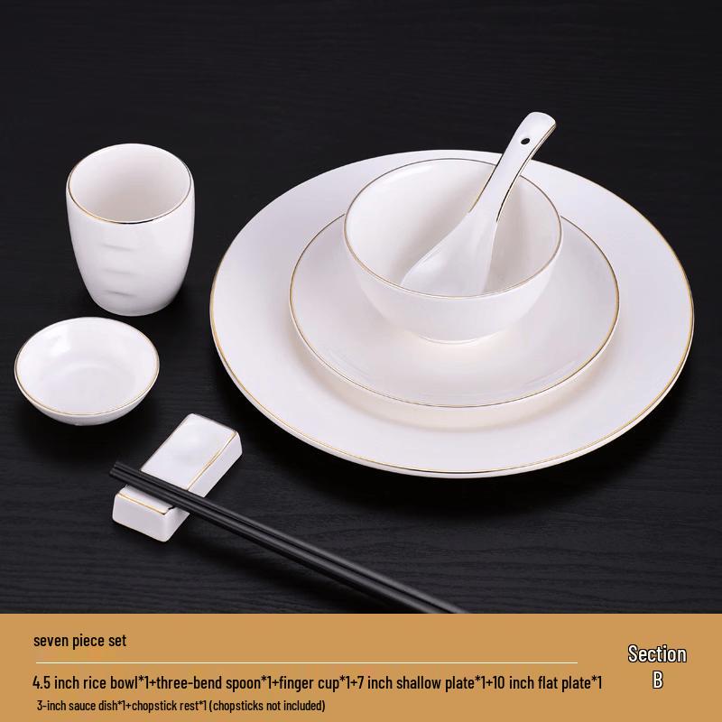 New Chinese Style Gold Rim Ceramic Tableware Set