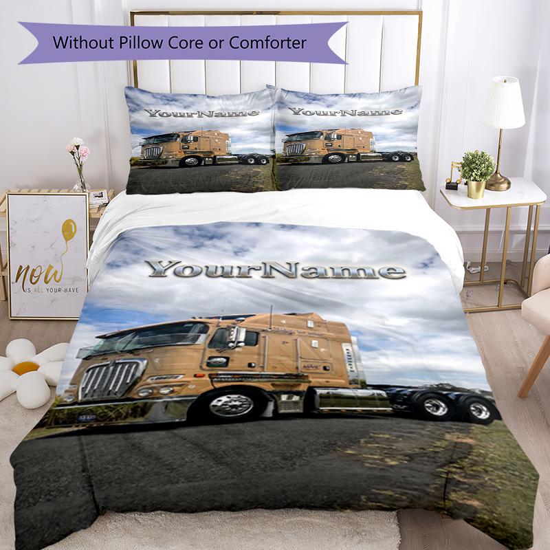 Kw Heavy Trucks Customize Your Name Bedding Set Breathable Duvet Cover with Pillowcases Home Decoration Birthday Gift