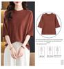 Stylish Plus Size Round Neck Knit Top for Middle-Aged Women - Mid-Sleeve Sweater