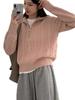 Hanmall Jersey de Invierno Largo de Punto con Logo, Cremallera Alta, Canalé, para Mujer, Estampado, Manga, Top, Cuello, cierre, Informal, Grueso, Tejido, Elegante, Lindo, Suave,