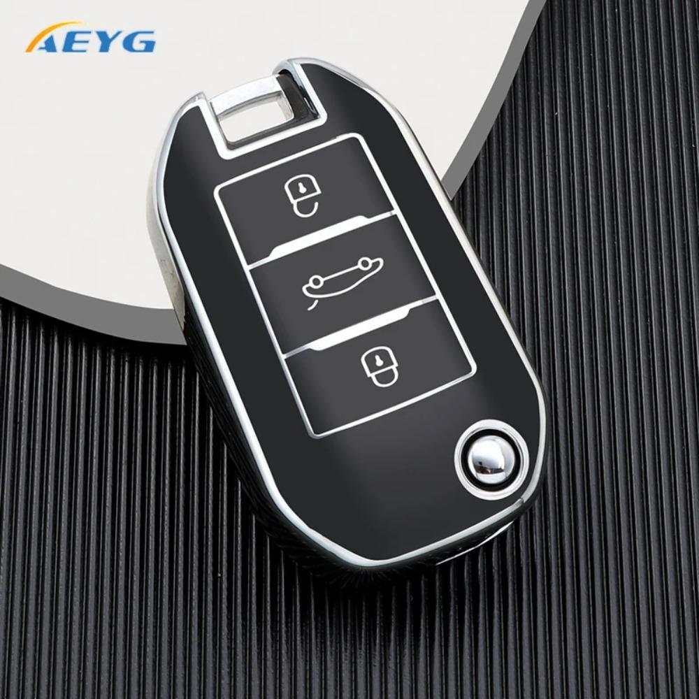 TPU Car Flip Key Case Cover Shell for Peugeot C6 508 C5 C3 208 308 408 508 2008 3008 for Citroen C4 CACTUS C4L Berlingo 2021