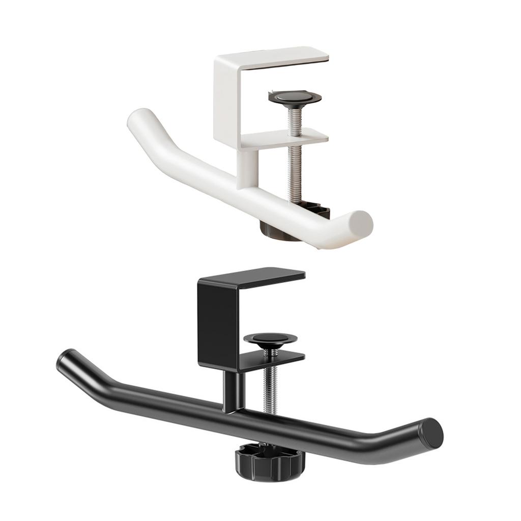 Stylish Double Rod Under Table Clamp On Organiser Storage Holder For Hanging Gadgets Bags And Office Accessories
