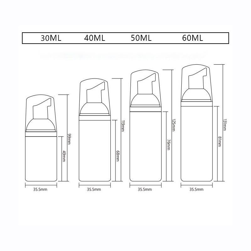 30/50/60ml Mousse Bottle Dispenser Foaming Soap Bottle Empty Plastic Mousse Facial Cleanser Pump Bottle Travel Shampoo Dispenser