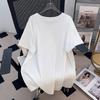 Women's Plus Size Short-Sleeve Mid-Length Round Neck Slimming T-Shirt (200/300/350 Jin)