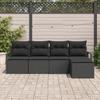 Ensemble de canapé de jardin de 5 pièces avec coussins en rotin poly noir, Canapé de jardin 2 places avec coussins en rotin 3346343