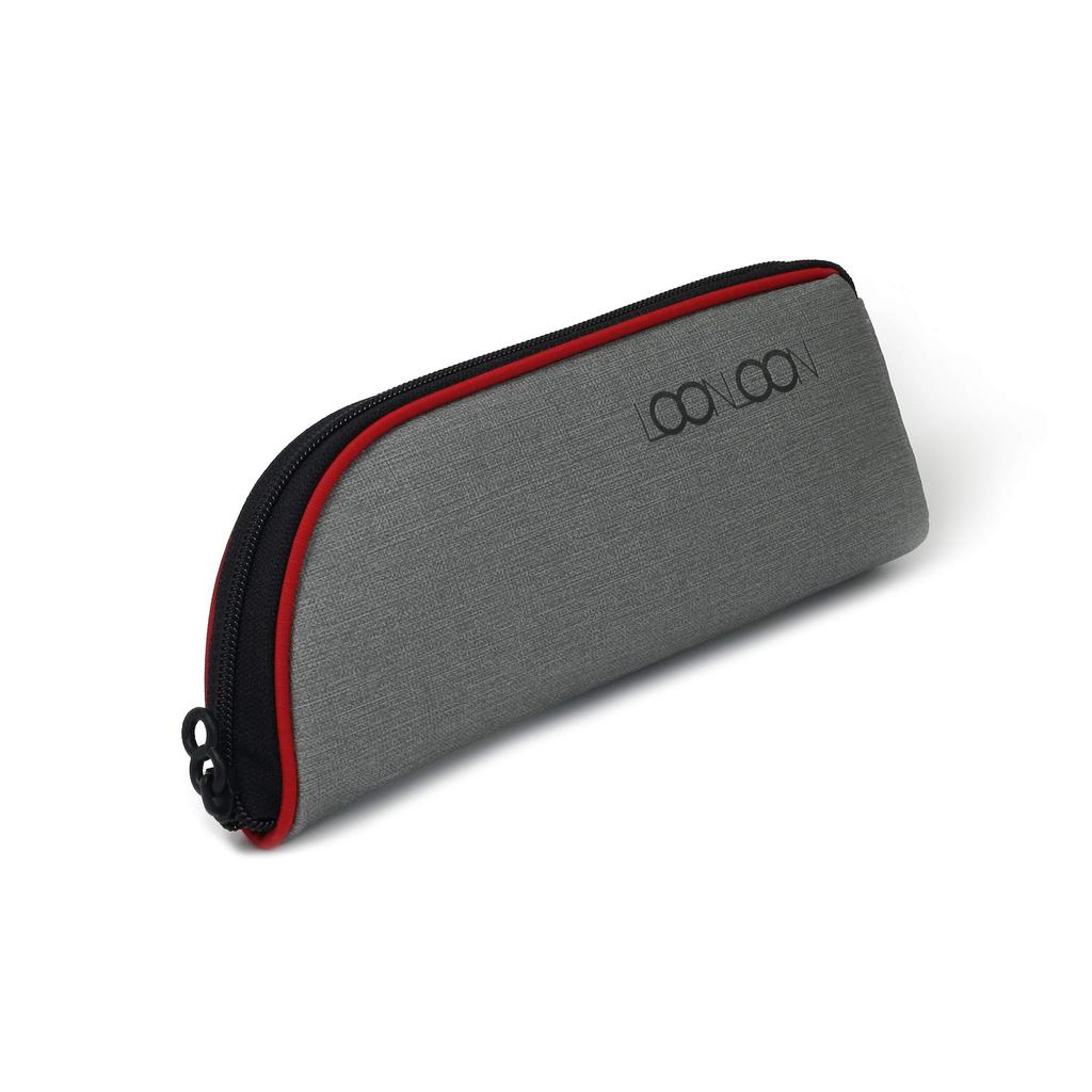 LOONLOON 560 Rainy Pencil Case, Gray, Two-Decker, Multi-Function, Slim Design, Stylish, Student/Business Gift