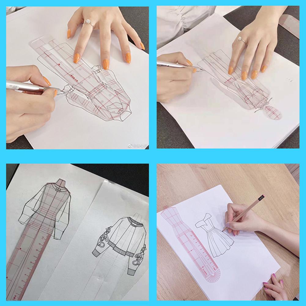 

Шаблоны для рисования модных моделей Набор линеек Гуманоидные узоры Дизайн линейки для дизайнеров S