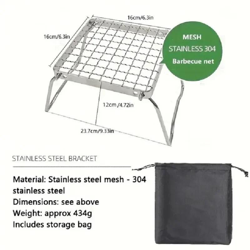 

Багатофункціональний складаний гриль для багаття, портативний з нержавіючої сталі, кемпінговий гриль, решітка для газової плити, зовнішня підставка для дров’яної печі