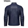 Men's Solid Zip-up PU Leather Jacket With Band Collar, Motorcycle Coat, Cool Stylish Clothing