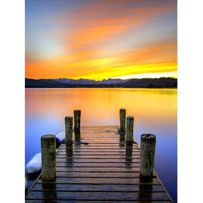 Diamant-Gemälde, 5D-DIY, Meer, voller Bohrer, quadratisch, Diamant-Stickerei, Sonnenuntergang, Bild von Strass-Landschaft, Wanddekoration