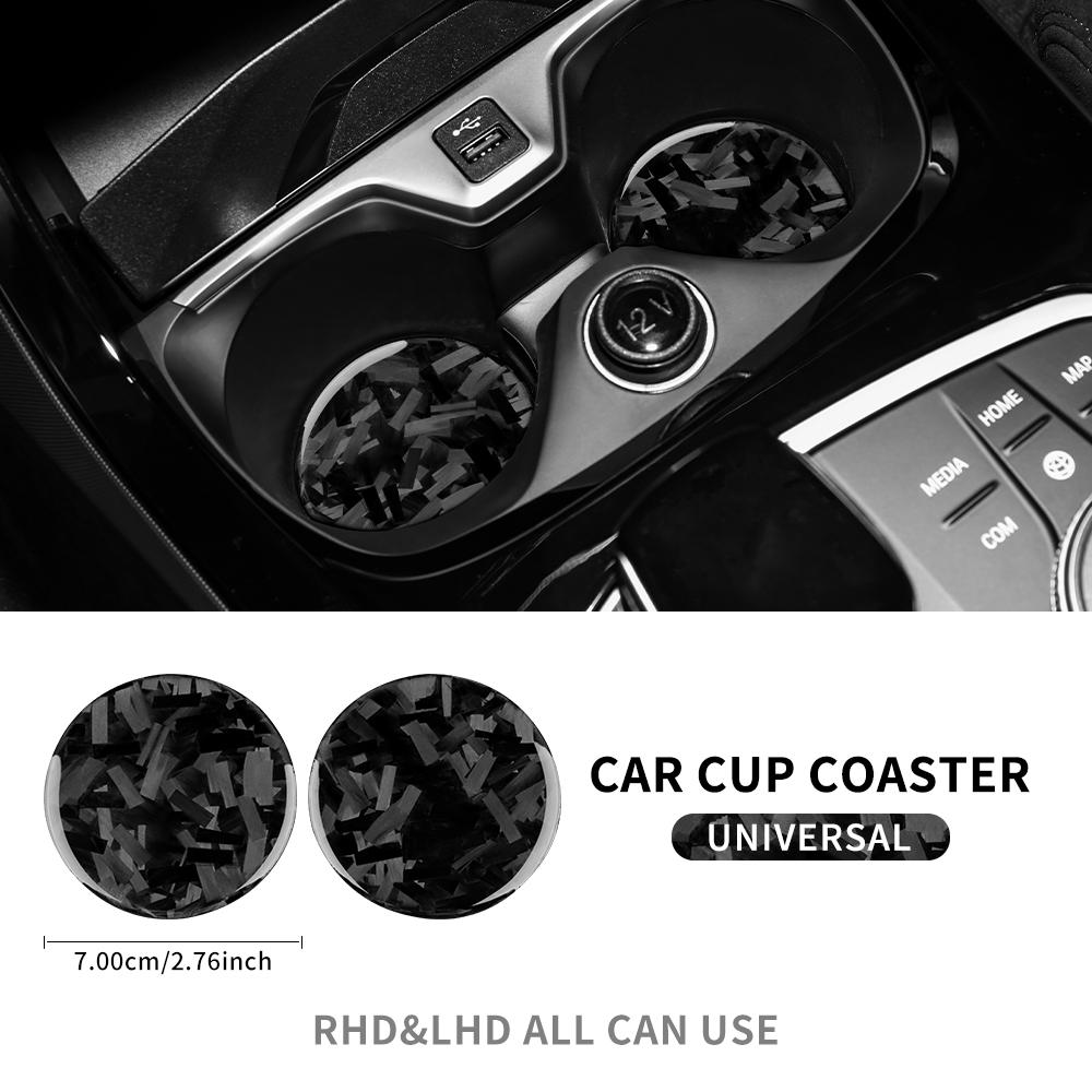 Real Soft Carbon Fiber Car Water Cup Pad Non-slip Universal Rubber Mat For Car Drink Coffe Bottle Holder Coaster Accessories