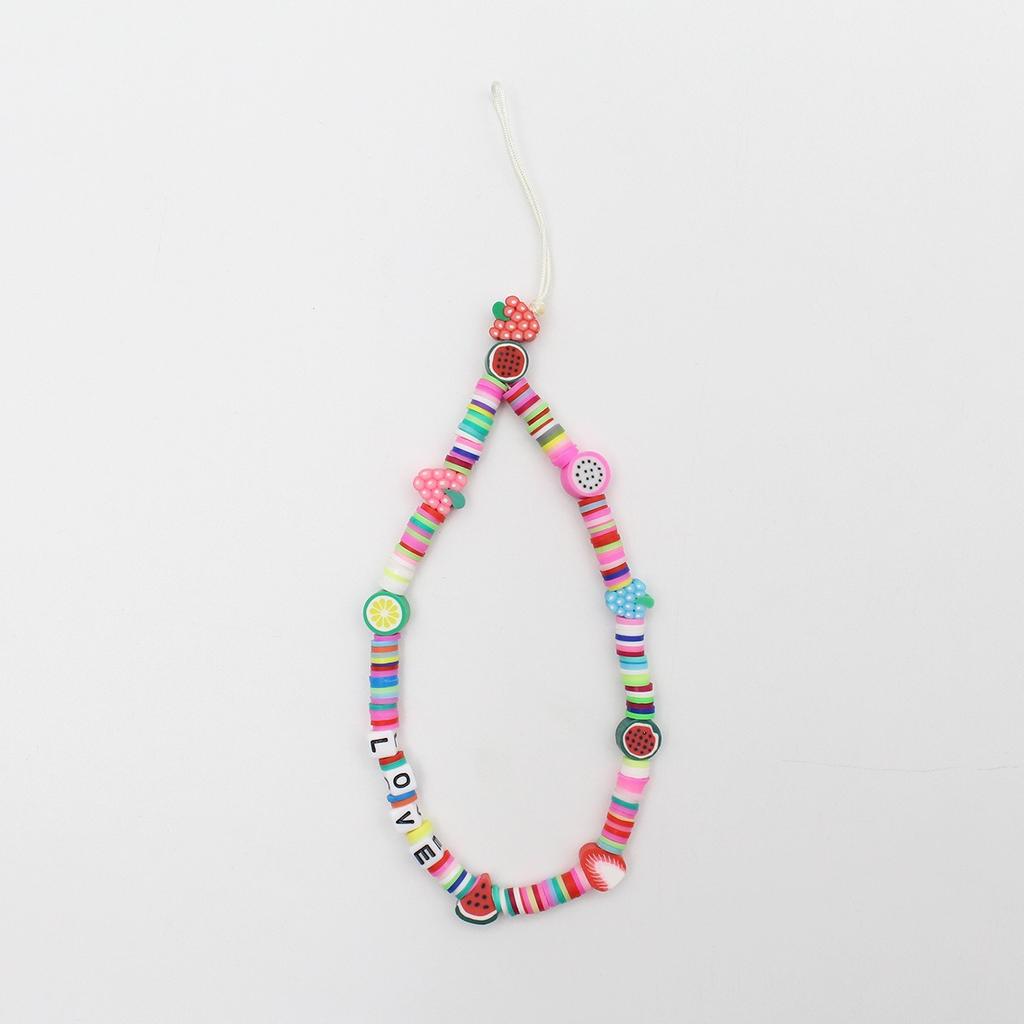 Mobile Phone Chain Beaded Colorful Cartoon Fruit Smiling Face Soft Pottery Letter Beaded To Prevent Mobile Phone from Hanging Chain.